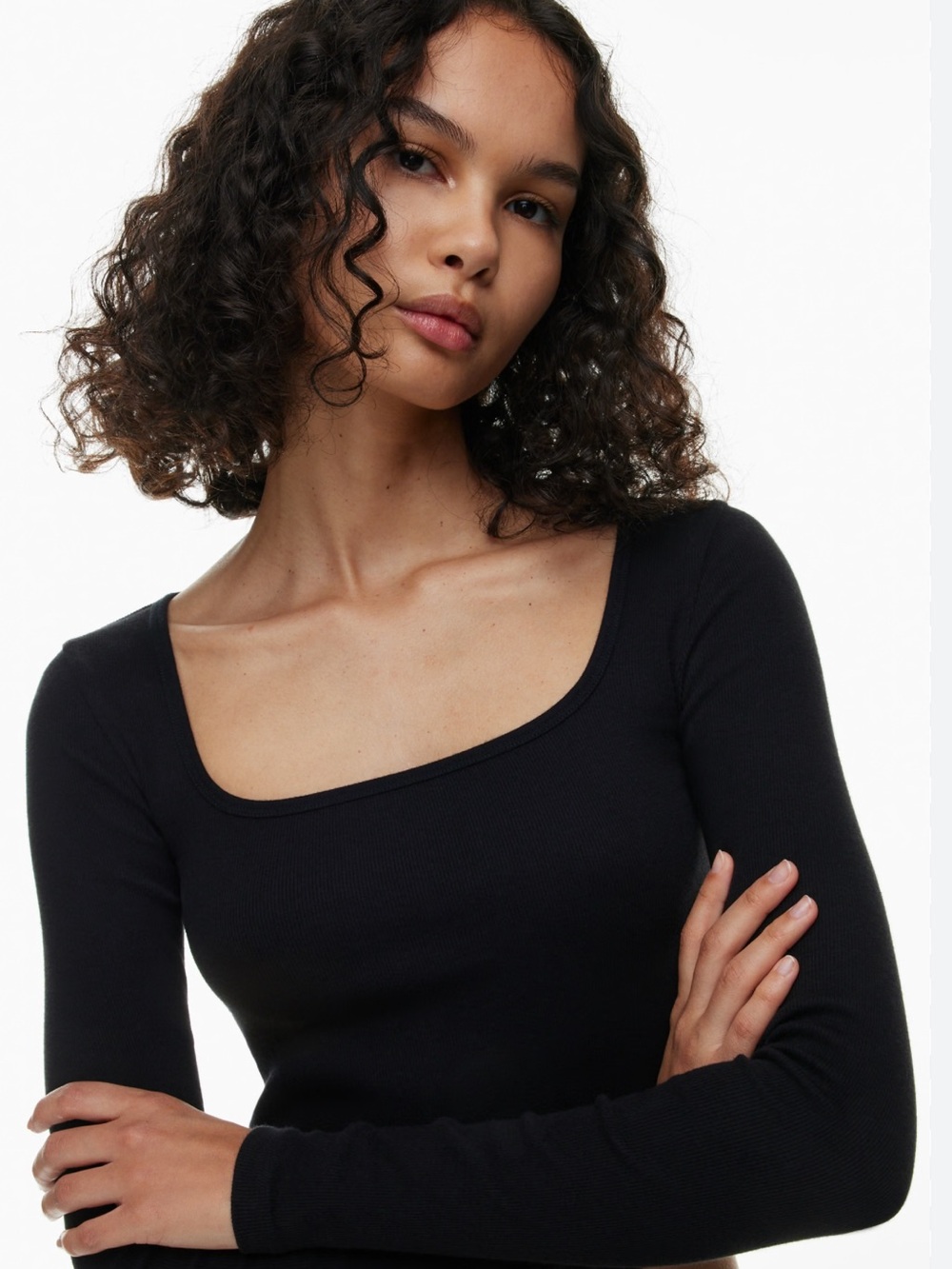 Aritzia HomeStretch™ Rib Squareneck Longsleeve black SZ M